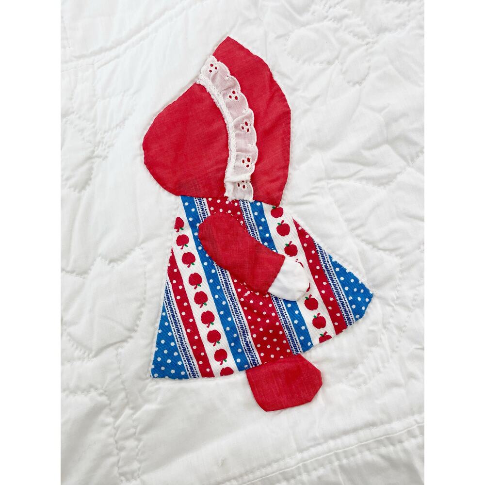 Handmade Appliqué Sunbonnet Sue Multicolor 3D Vintage 77x88” Twin - Picture 8 of 13
